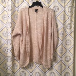 Fuzzy Cream Cardigan with Sequins
